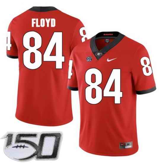 Georgia Bulldogs 84 Leonard Floyd Red College Football stitched 150th Anniversary Patch jersey